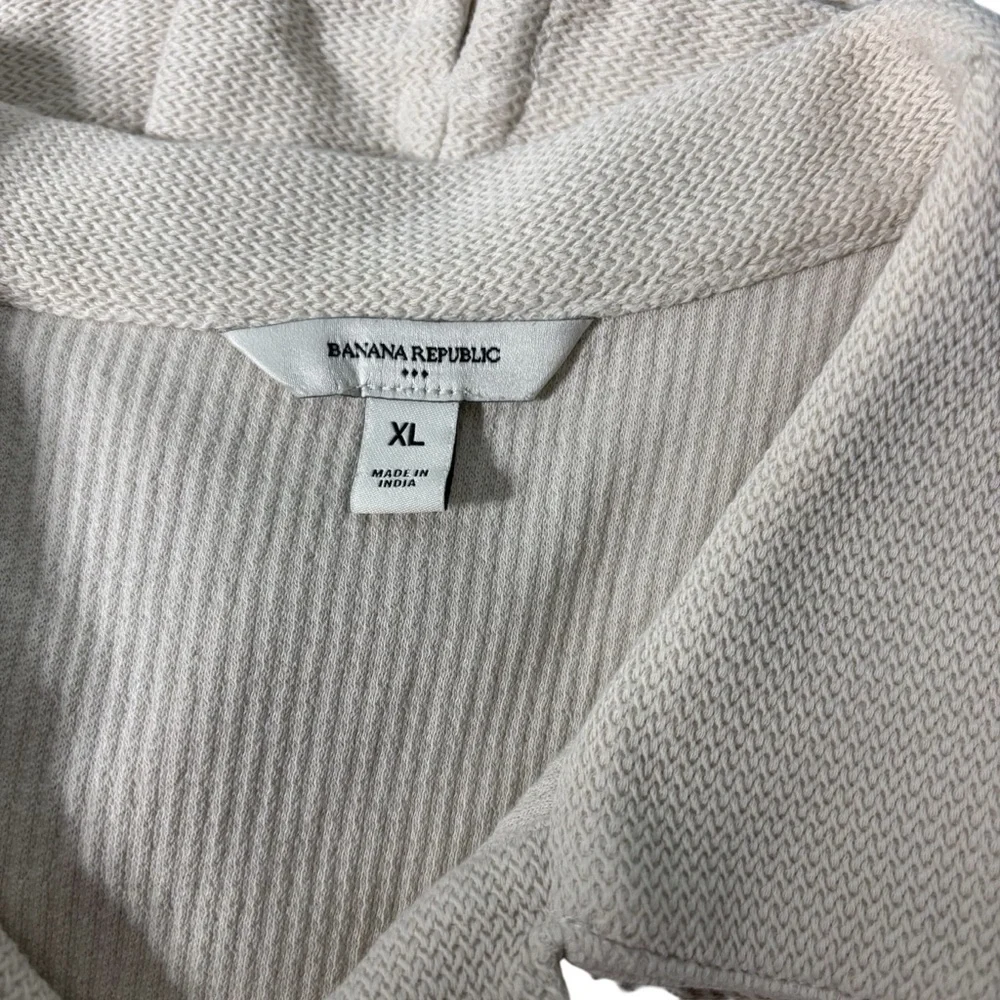 Banana Republic Mens XL Cream Textured Waffle Knit Cotton Pocket Polo Shirt #309